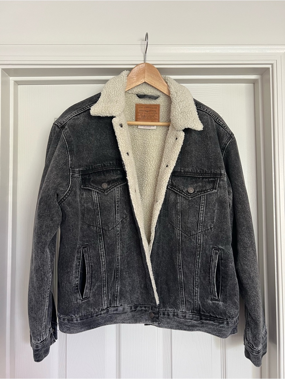 Levi's Washed Black Denim Sherpa-Lined Jacket